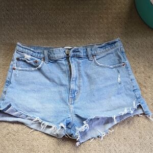 Abercrombie & Fitch Faded Blue Frayed Jean Shorts